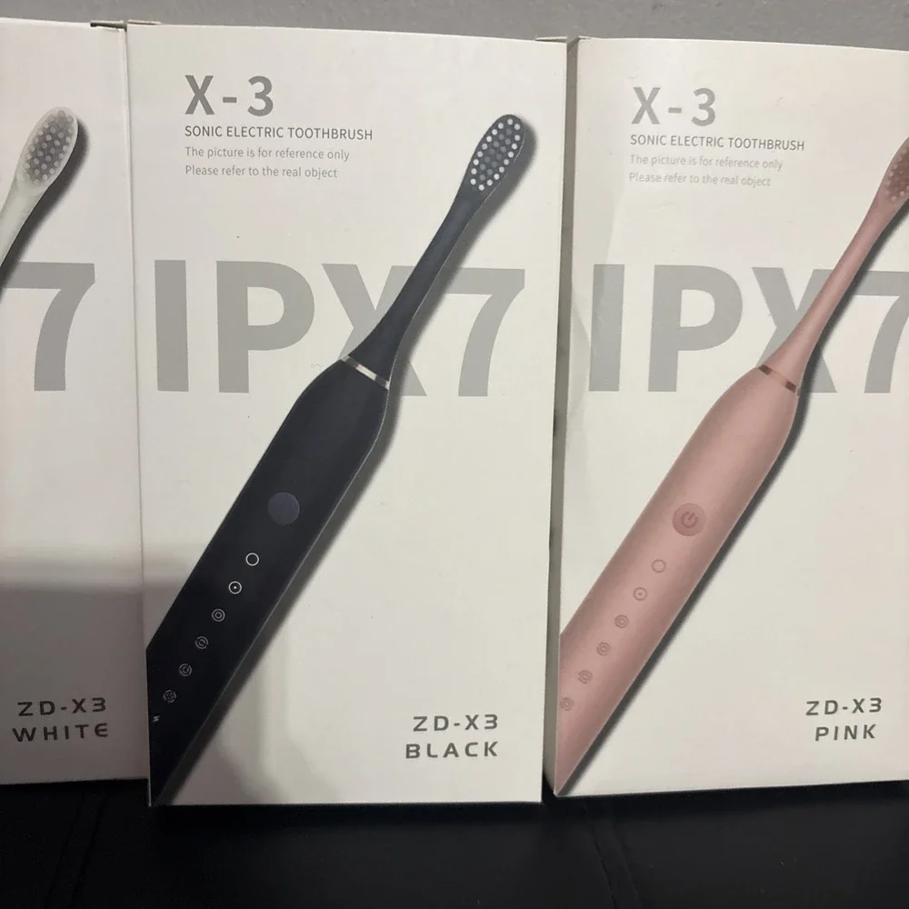 3 Sonic Electric Toothbrush X-2 White,Black And Pink IPX7‎ New